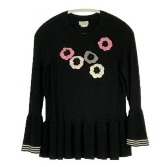 Kate Spade Floral Appliqué Peplum Sweater, NWOT, Size S - Picture 1 of 11